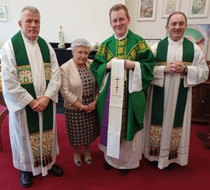 Newly ordained Fr Stephen Sherry receiving the Society stole